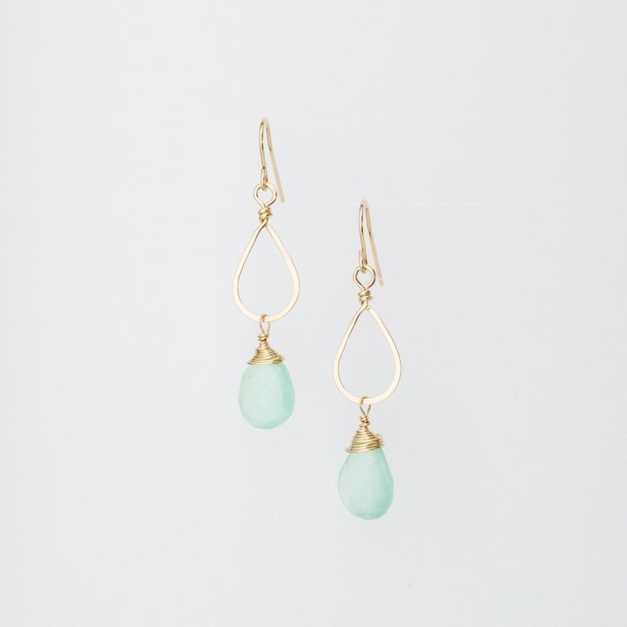 Forged Teardrop Earrings With Aqua Chalcedony
