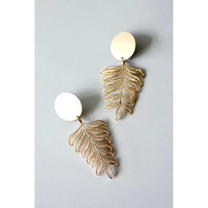 Brass Leaf Post Earrings