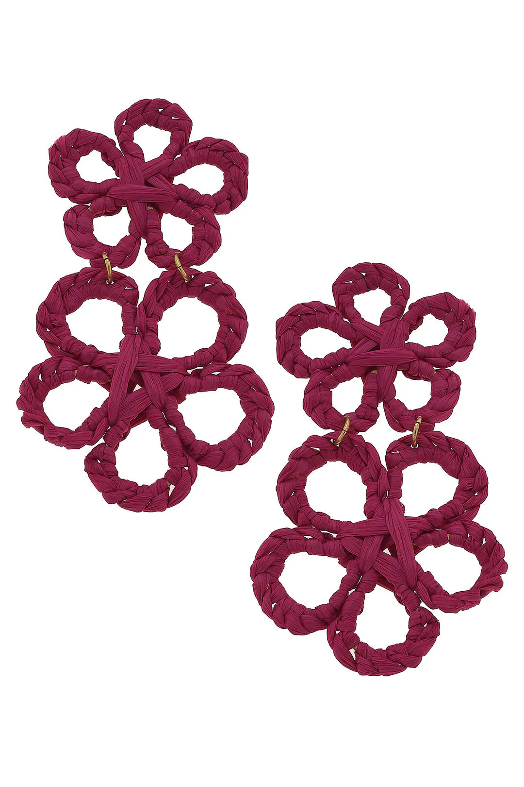 Tahiti Stacked Raffia Flower Statement Earrings - 3 Colors