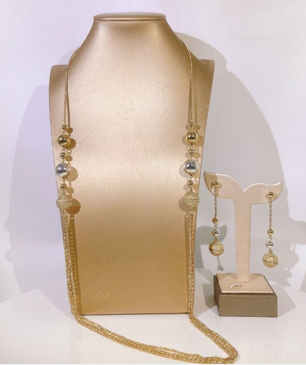 Italian Long Balls Necklace & Earrings Set