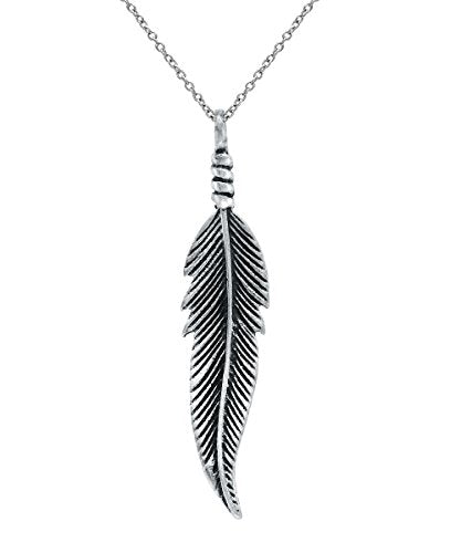 Sterling Silver Freedom Feather Pendant Necklace, 18 "