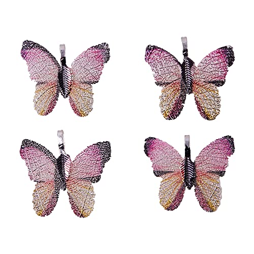 LiQunSweet 10 Pcs Natural Real Leaf Butterfly Shape Charming Pendants with Brass Findings for Jewelry Making and Craftings - 29~32mm