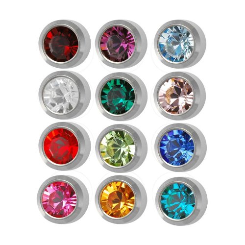 Studex Surgical Steel 4mm Regular Size Ear piercing Earrings studs 12 pair Mixed Colors White Metal