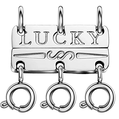 Lucky Necklace Layering Clasps 18K Gold and Silver Separator for Stackable Necklaces Chains,Multiple Necklace Clasps and Closures for Layered Look