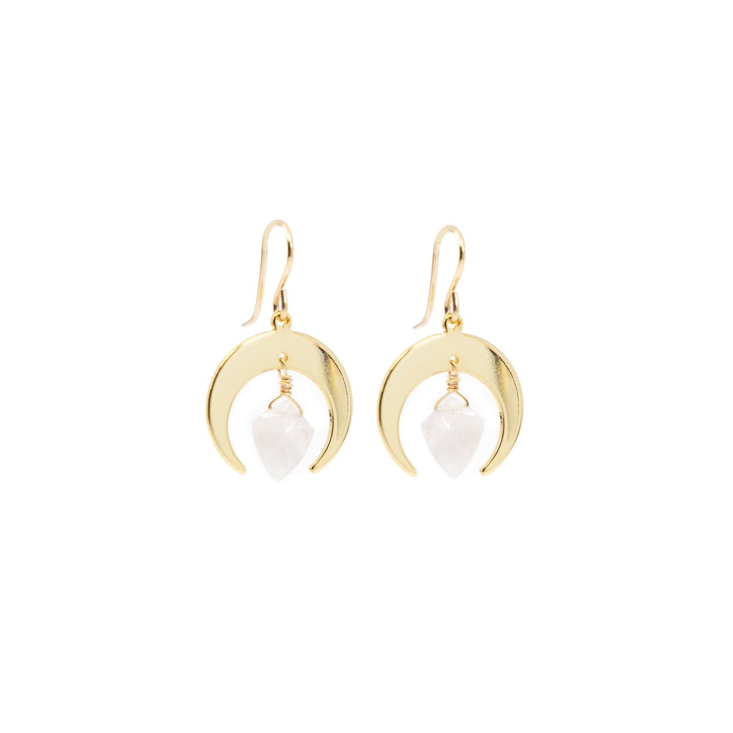 Mineral and Matter Crescent Moonstone Drop Earrings