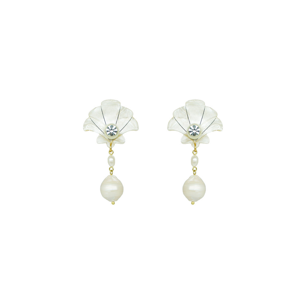Gissa Bicalho Shell & Pearl Earrings - Clay