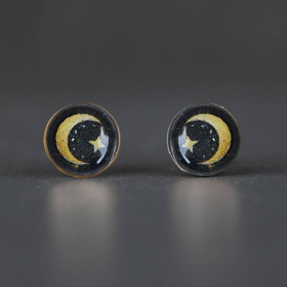 Tiny Moon and Stars Studs