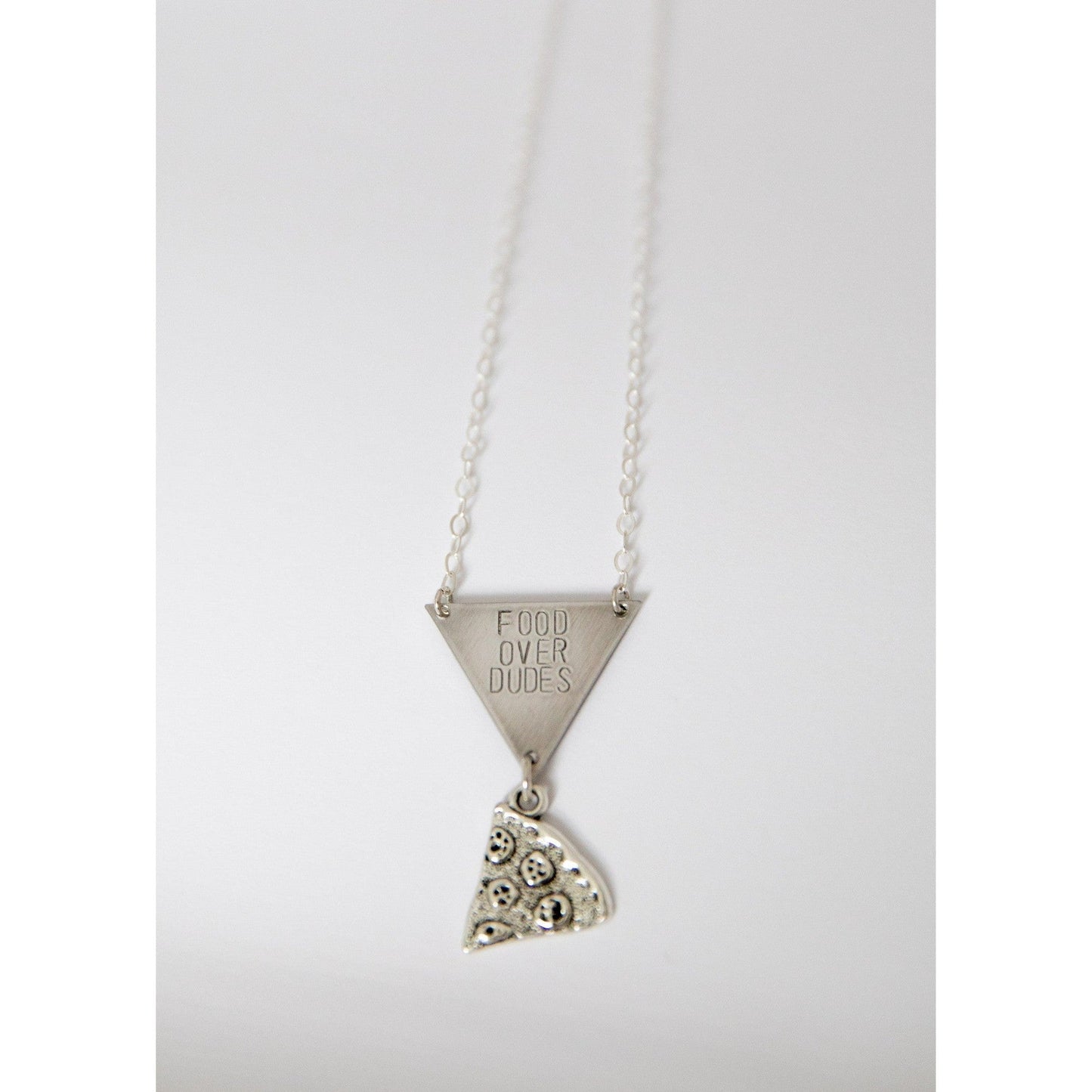 Food Over Dudes Necklace in Brass Pizza | Handmade