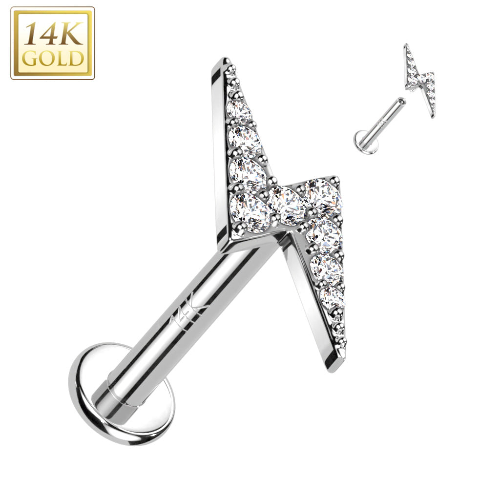 Piercing Earring Lightning Bolt Stud Internally Threaded