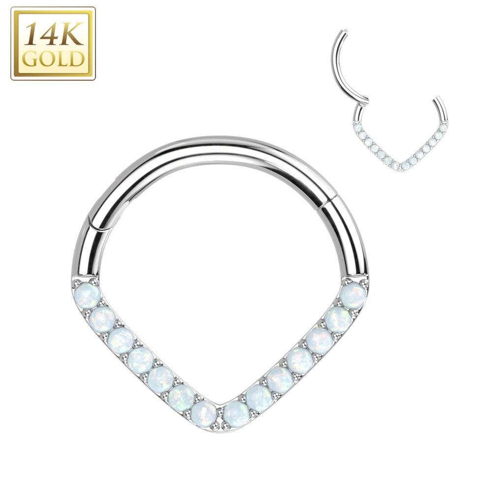 Piercing Earring Forward Facing Chevron Pave Hoop