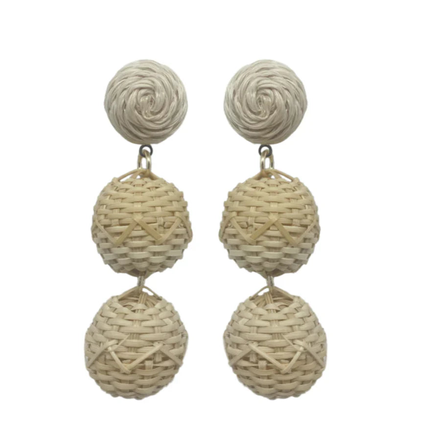 M. Donohue Grace Rattan Double Earrings