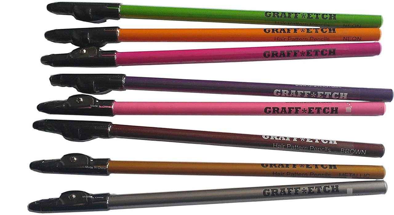 Graffetch Hair Pattern Pencil Multi Color 8pc. Set