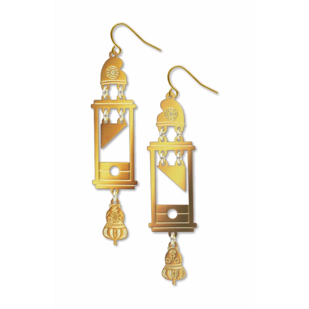 Guillotine Earrings | Featuring the Heads of Louis 16th and Marie Antoinette | Gold or Silver