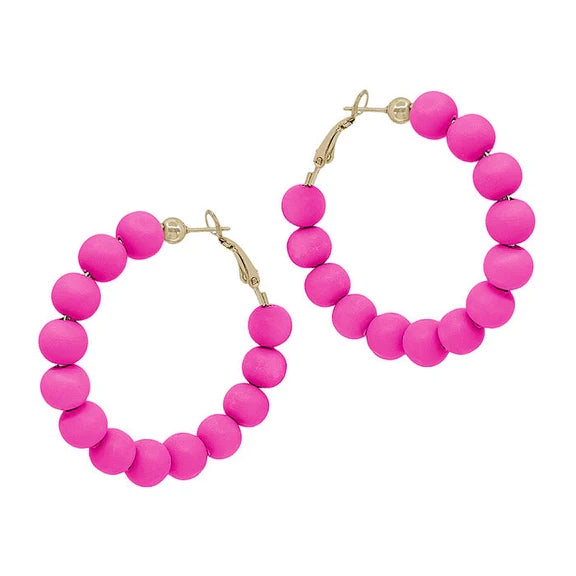 Fuchsia Ball Of Fun Hoop Earrings