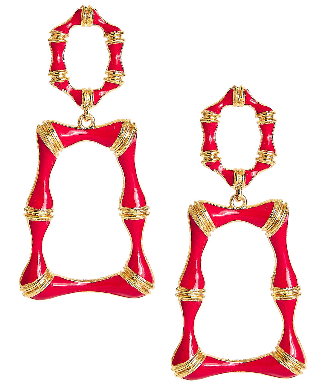 Lisi Lerch - Jordan Enamel Bamboo Earrings - (Latte or Red)