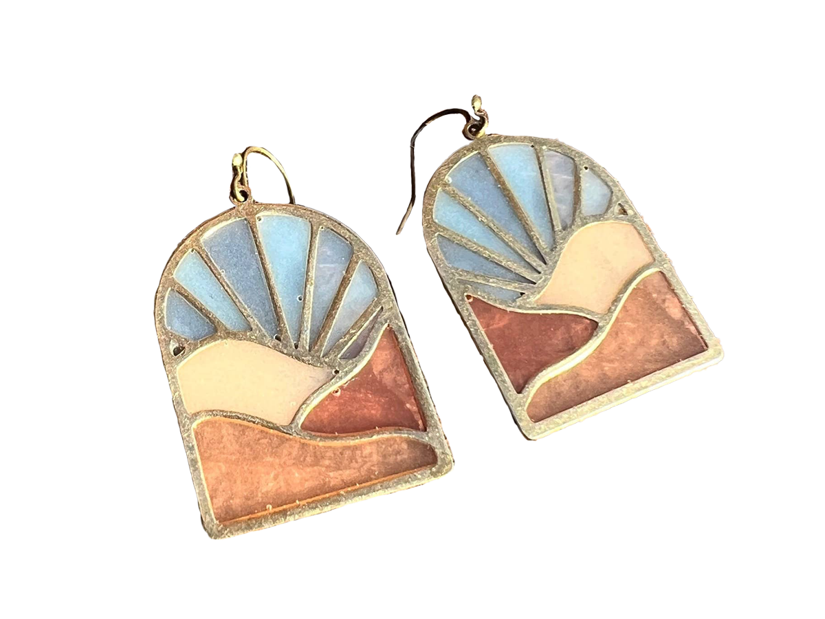 Landscapes Stained Glass Resin Earrings