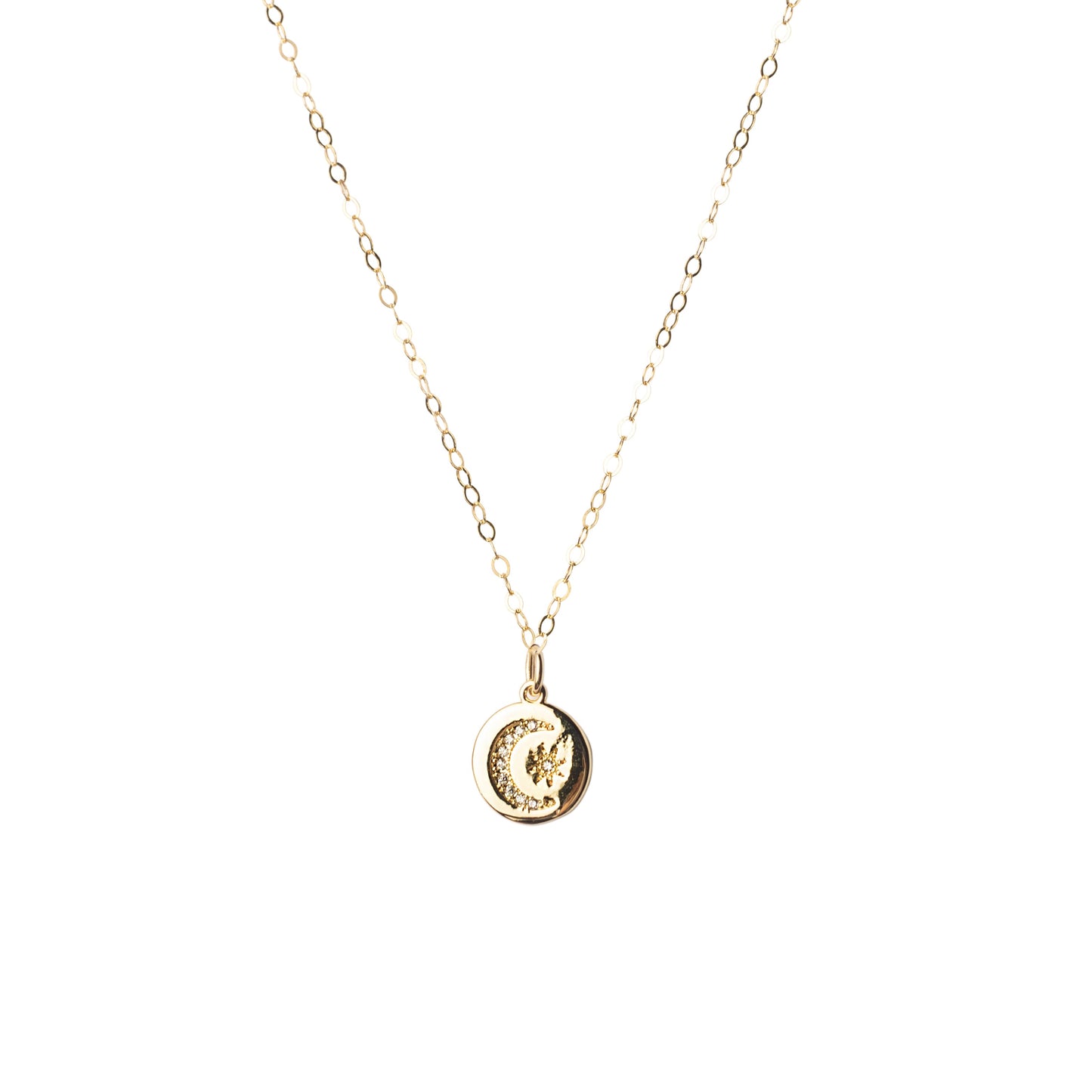 Mineral and Matter Moon and Star Circle Drop Necklace