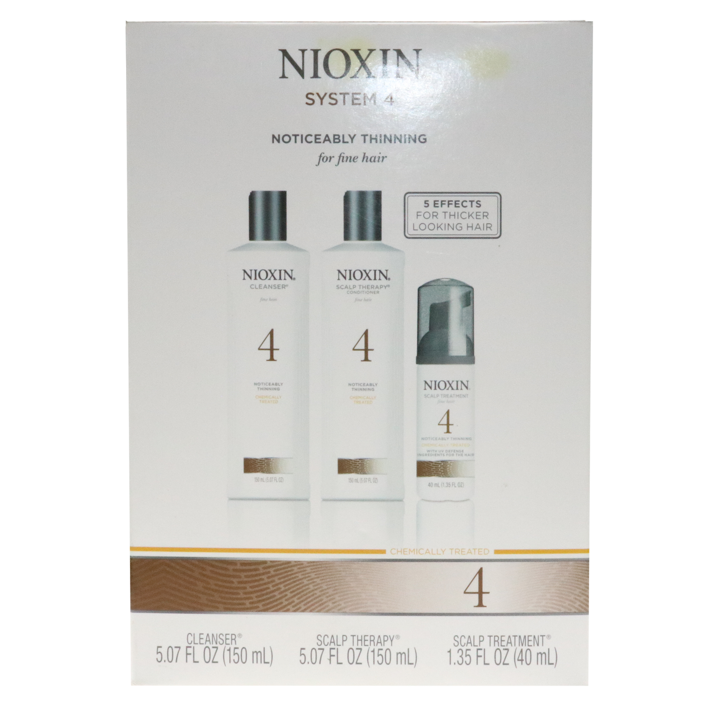 Nioxin System 4 Cleanser 5.07oz, Scalp Therapy 5.07oz, Scalp Treatment 1.35oz, Hair System Kit Noticeably Thinning For Fine Hair