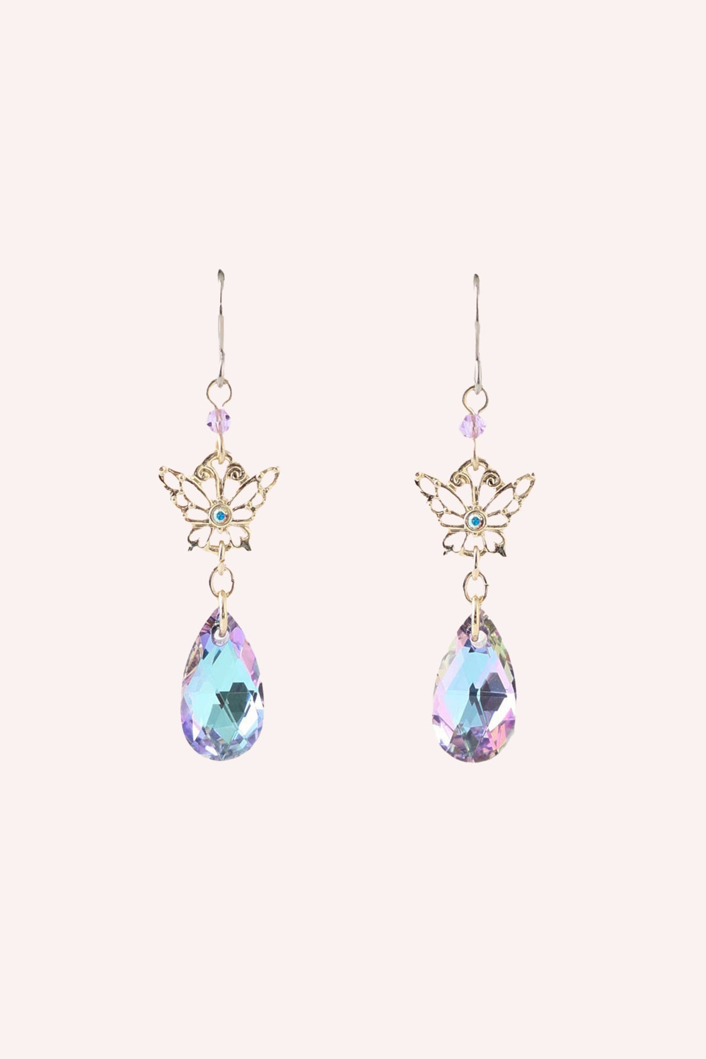 Aquamarine Butterfly Pendant Earrings