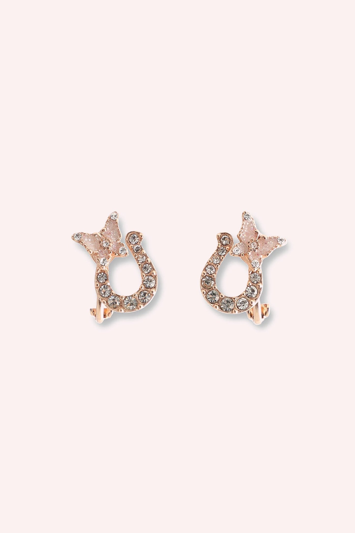 Lucky Horseshoe Stud Earrings - Rose Gold