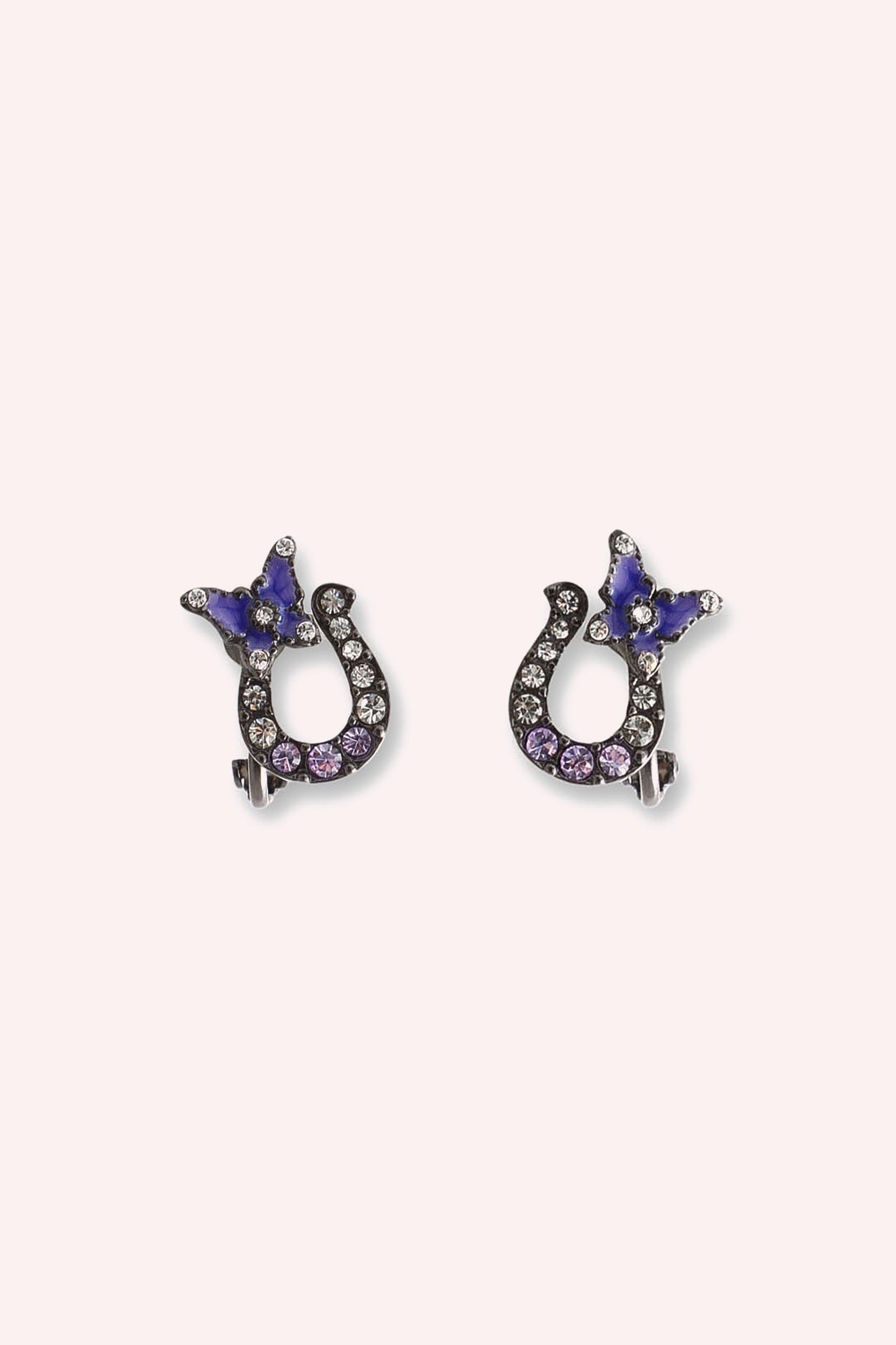 Lucky Horseshoe Stud Earrings - Gunmetal