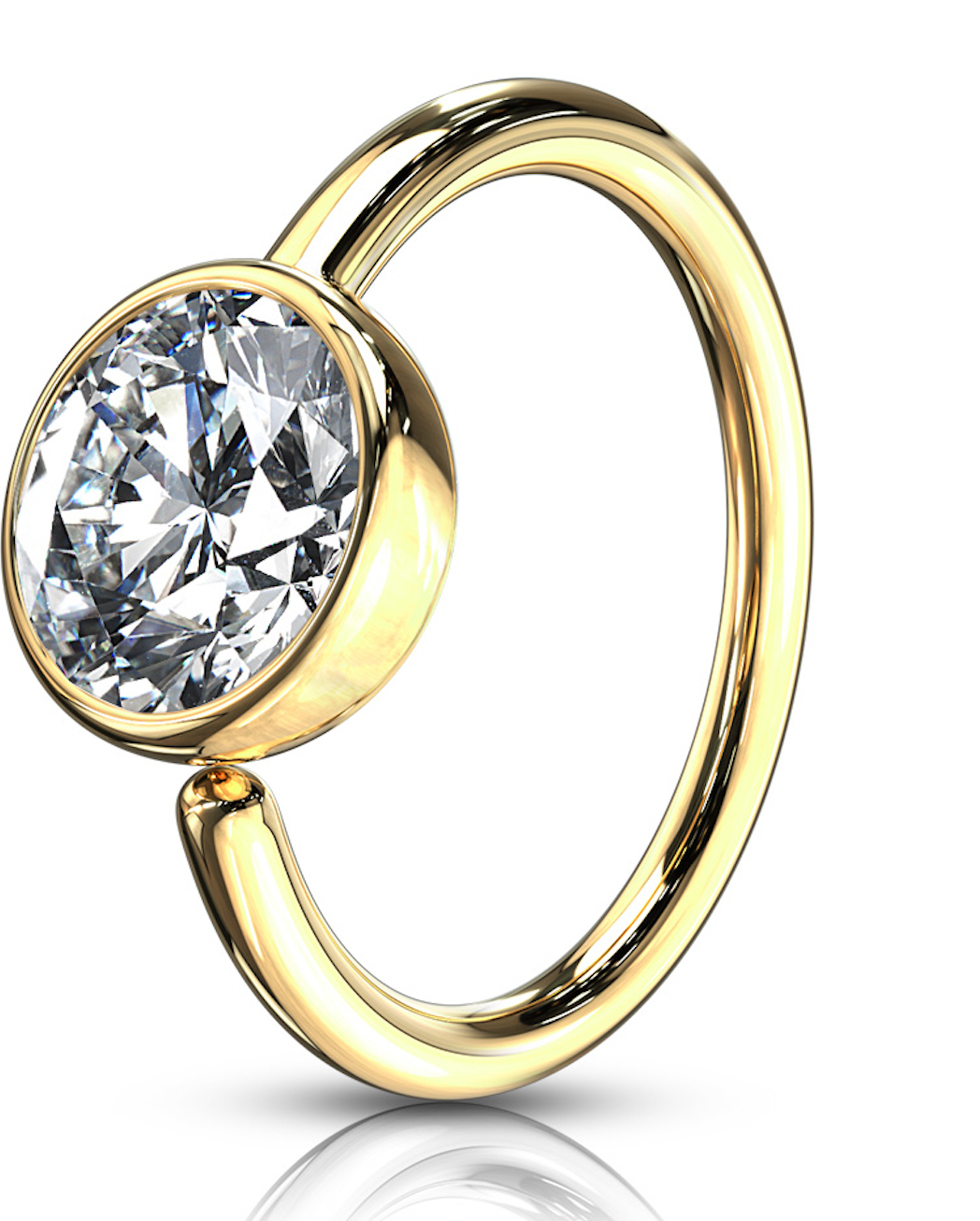 Piercing Earring Bezel Set CZ Bendable Hoop