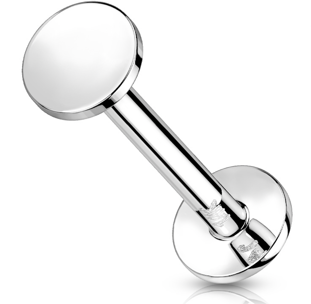 Piercing Earring Flat Circle Top Gold Stud