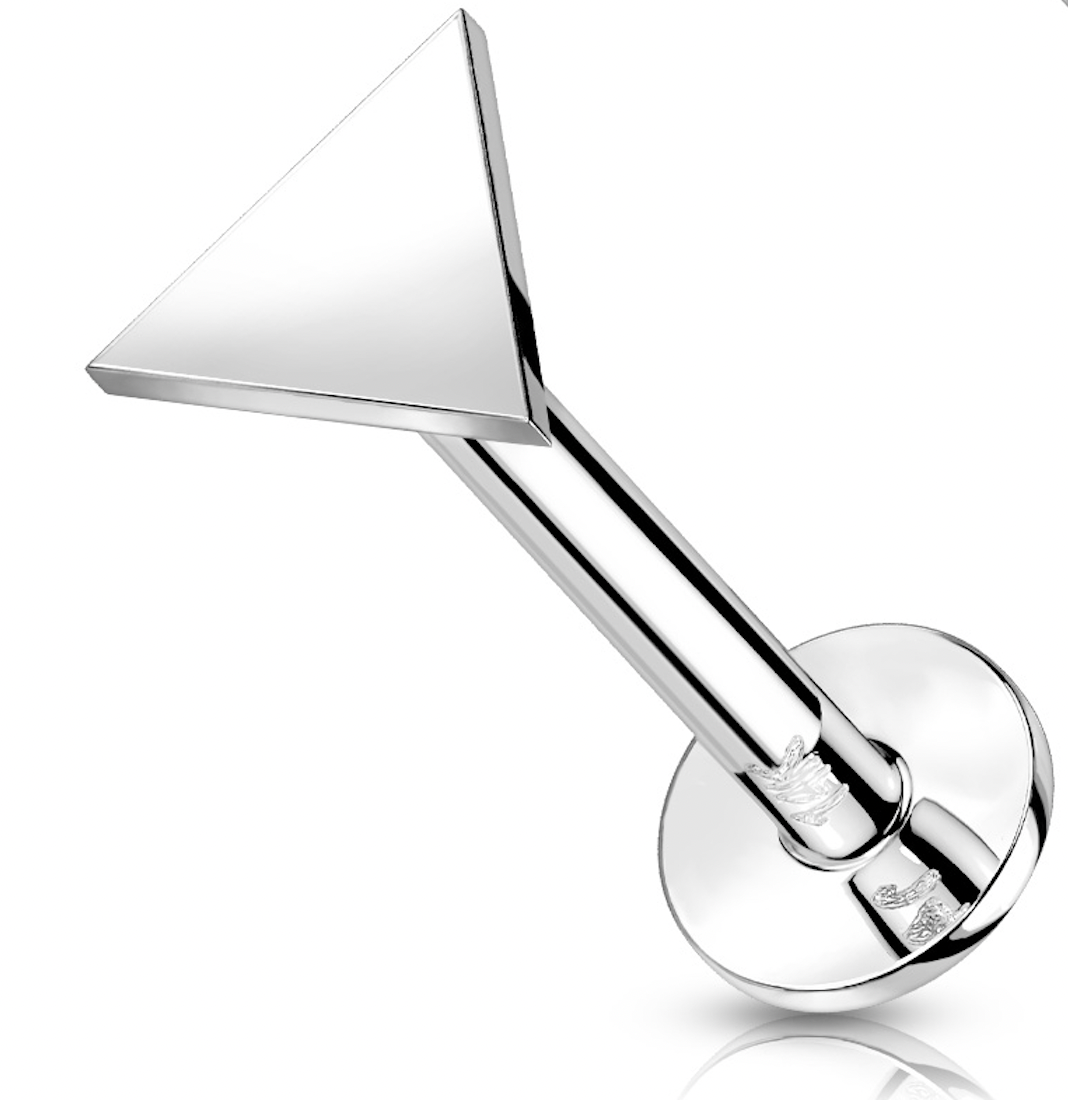 Piercing Earring Flat Triangle Top Gold Stud