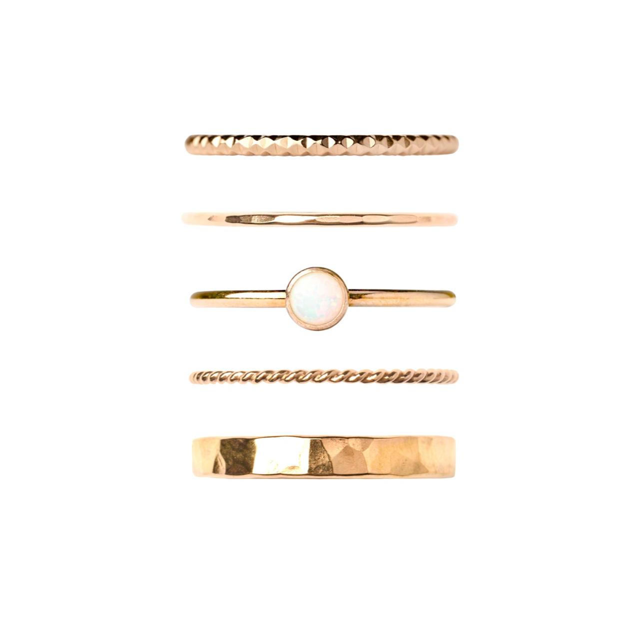 Mineral and Matter Ring Stack - Opal Accents