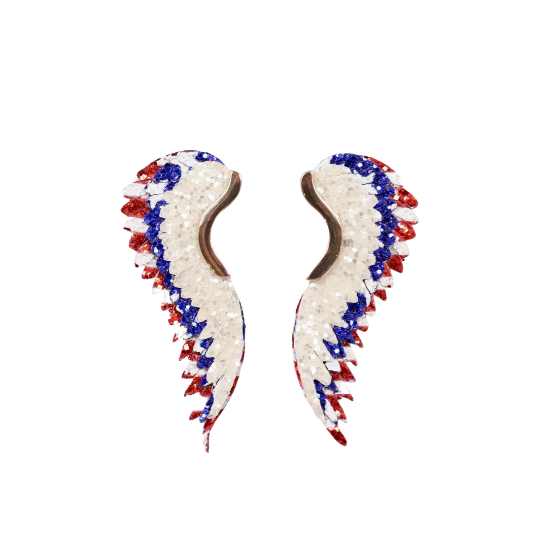 USA Glitter Fan Earrings