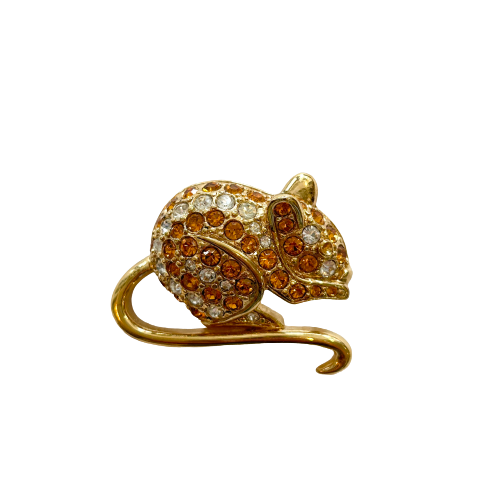 Vintage D'Orlan Swarovski Crystals Mouse Brooch 1980s