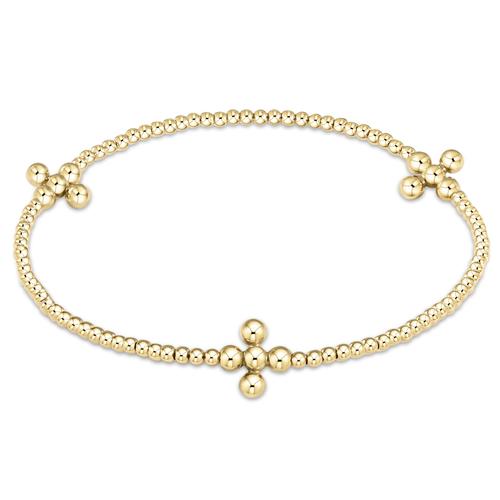 Beaded Gold Cross Bracelet 2mm