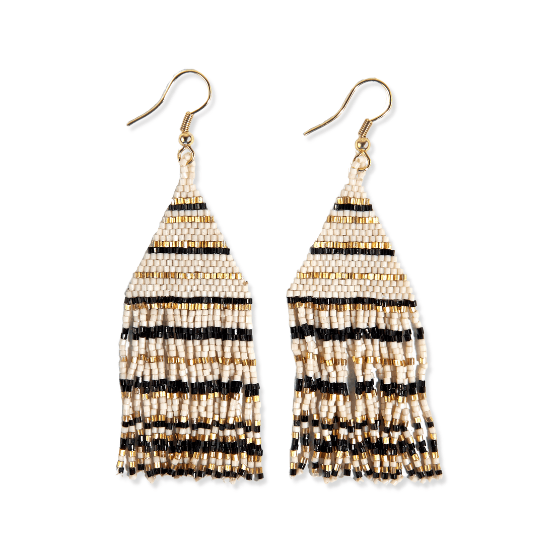 Lexie Gold Cream Fringe Bead Earrings