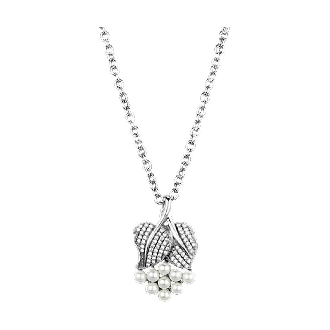 Women's Jewelry - Chain Pendants Chain Necklace Pendant TS165 - Rhodium 925 Sterling Silver Chain Pendant with Synthetic Pearl in White