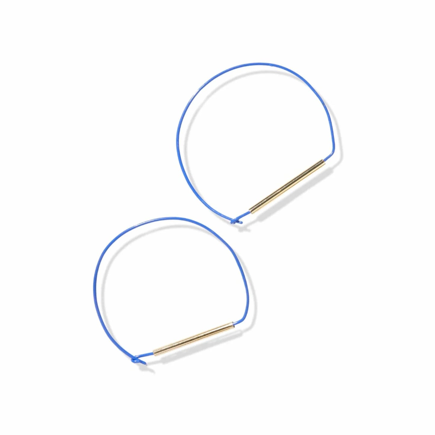 Colbalt and Brass Large Wire Hoop