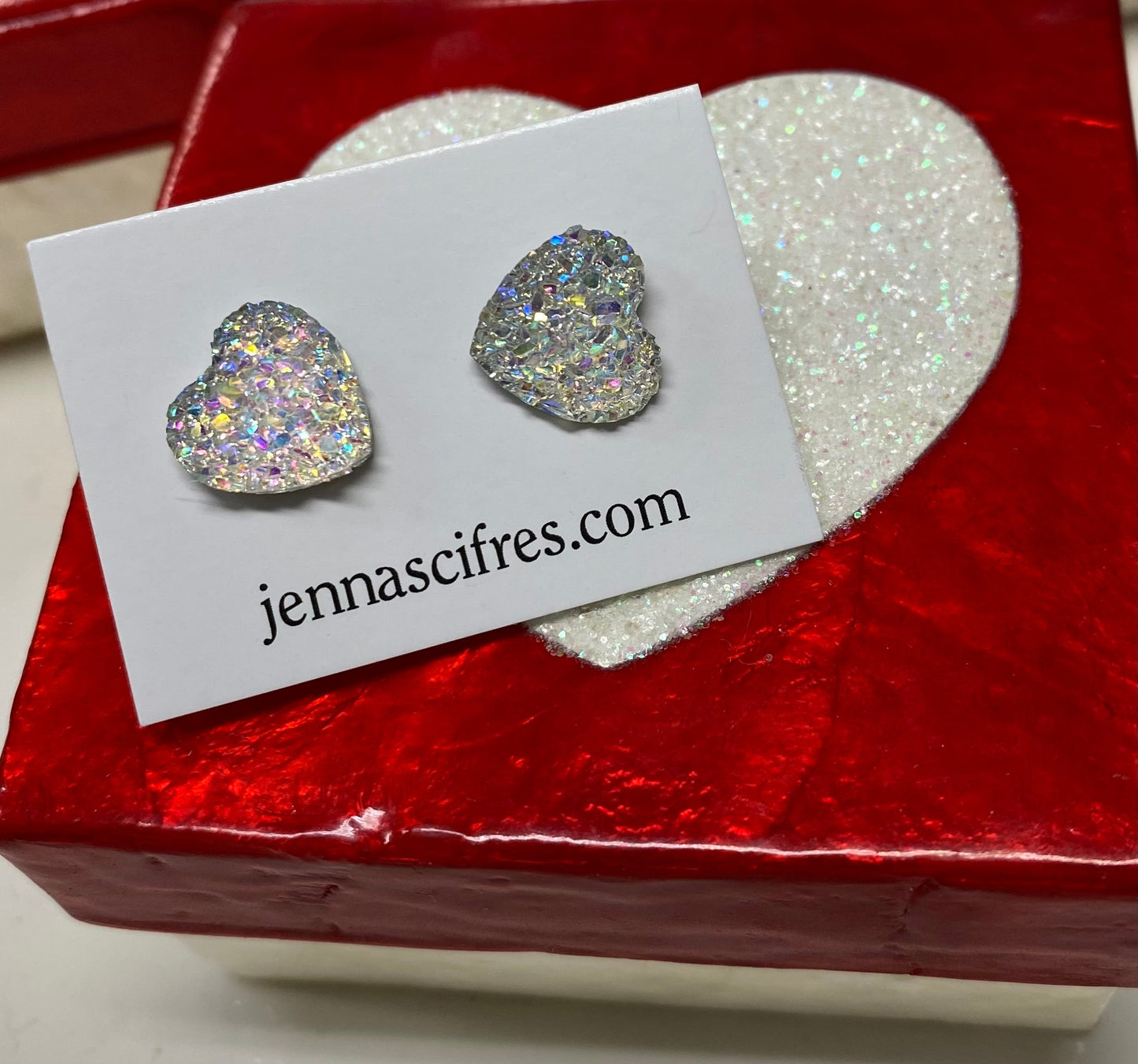 Druzy Heart Earrings Gift Set