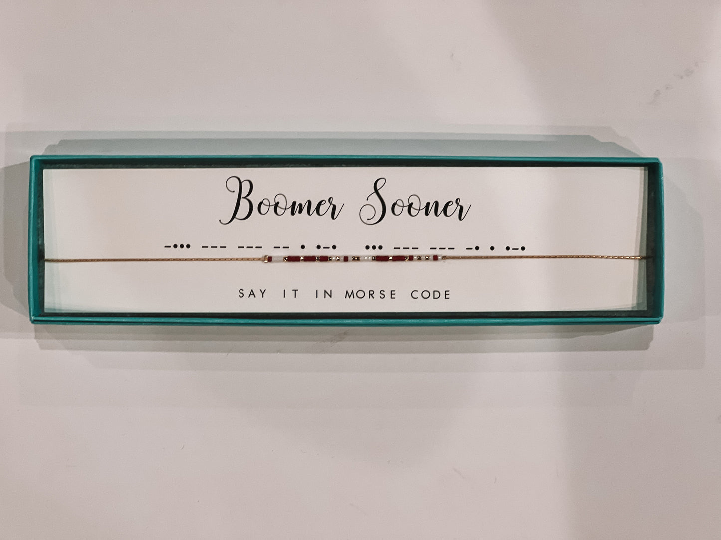 "Boomer Sooner" Morse Code Necklace