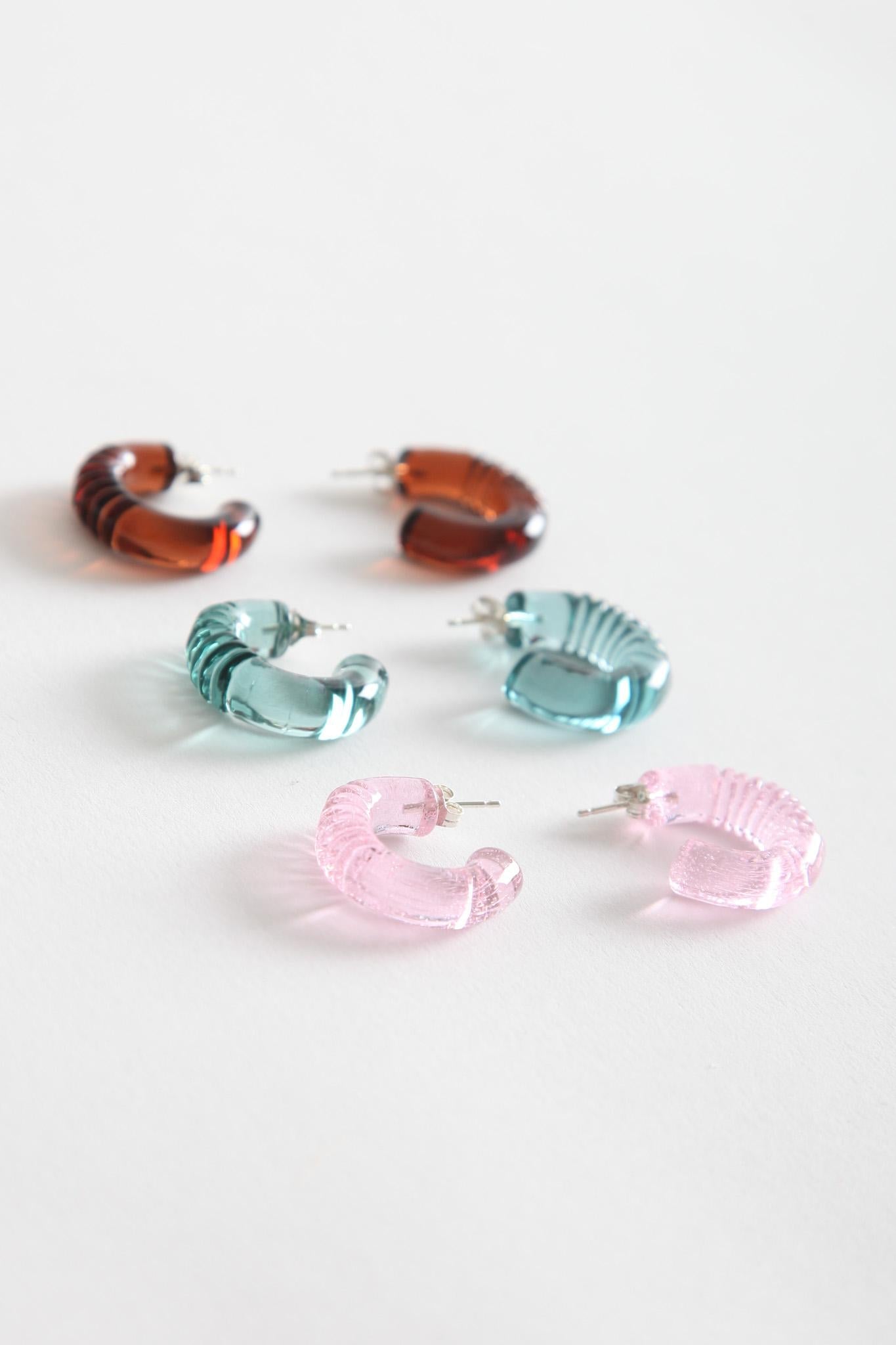 Textured Glass Mini Hoops - Nemo
