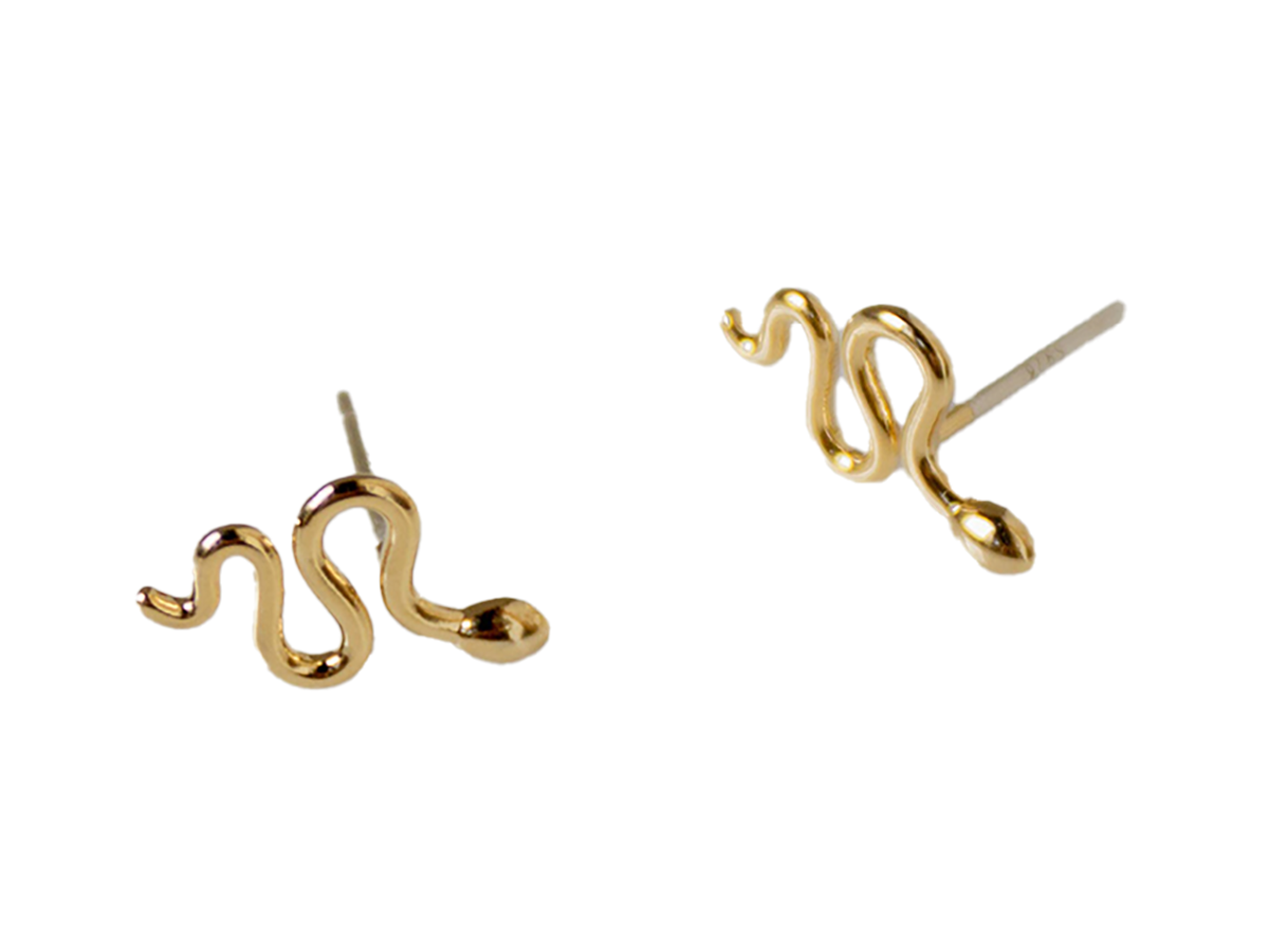 Dainty Snake Stud Earrings, Silver