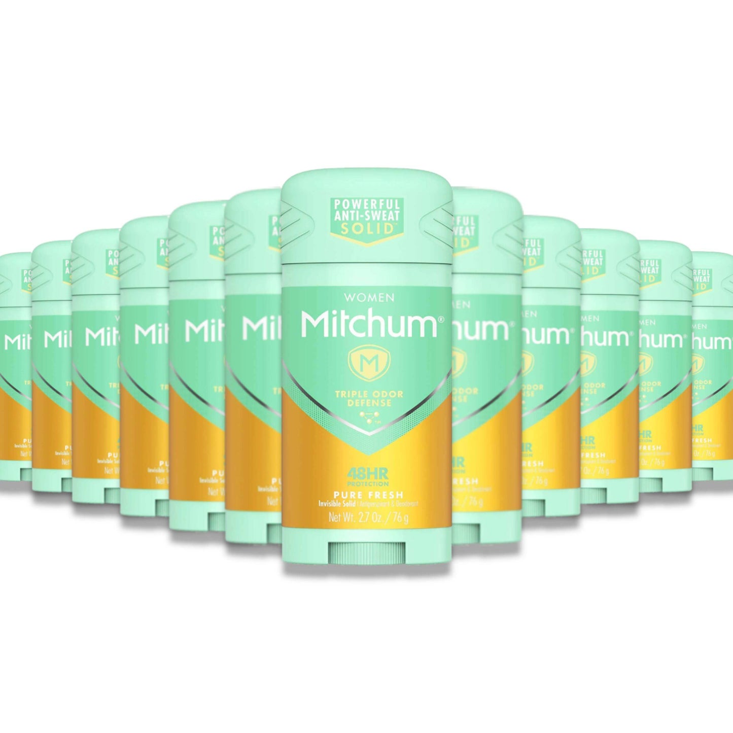 Mitchum - Triple Odor Defense Deodorant, Womens, Solid, Pure Fresh - 2.7 Oz - 24 Pack