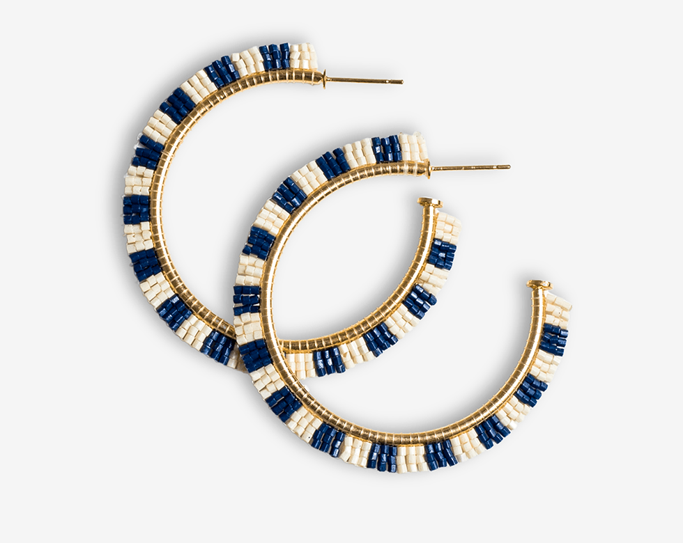 Nora Hoop Earrings- Navy