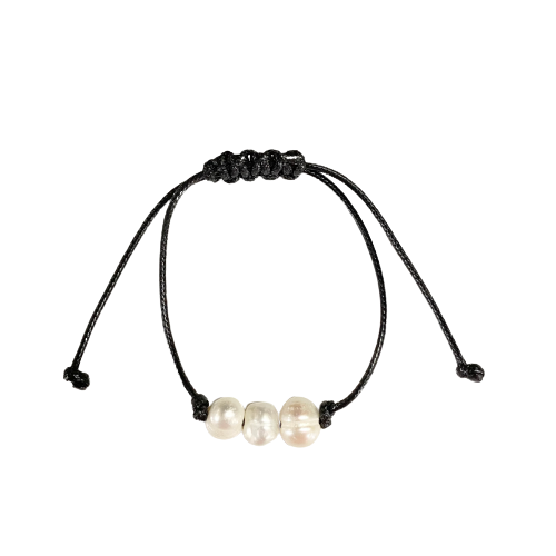 Triple Pearl Leather Bracelet