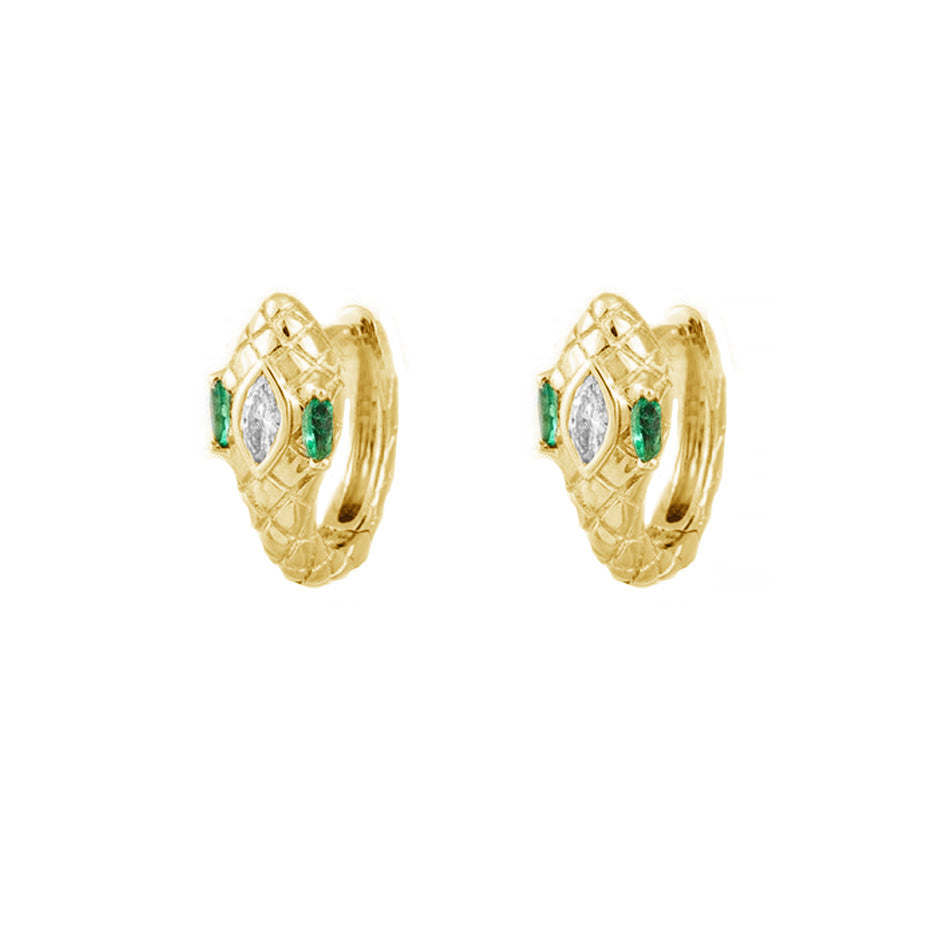 Mineral and Matter Draco Snake Emerald Eye Hoop Earrings