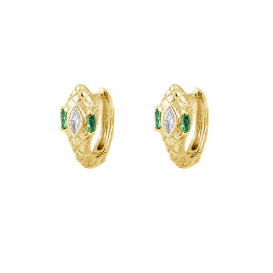 Mineral and Matter Draco Snake Emerald Eye Hoop Earrings