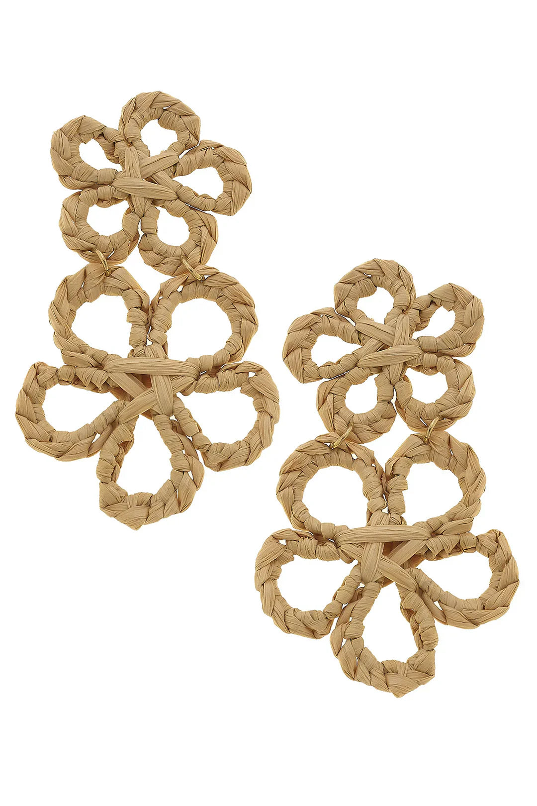 Tahiti Stacked Raffia Flower Statement Earrings - 3 Colors