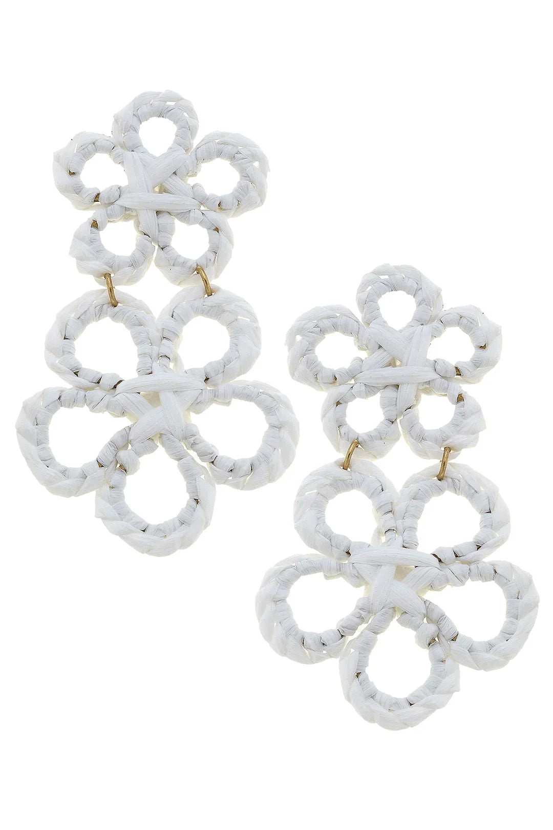 Tahiti Stacked Raffia Flower Statement Earrings - 3 Colors