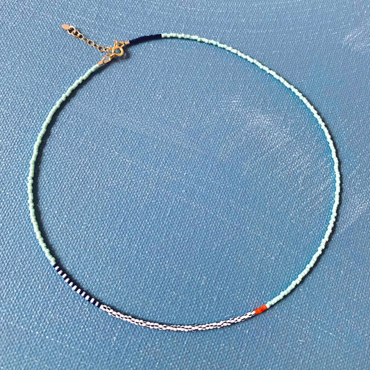 Alice Rise Thinnest Line Necklace in Iceberg Blue