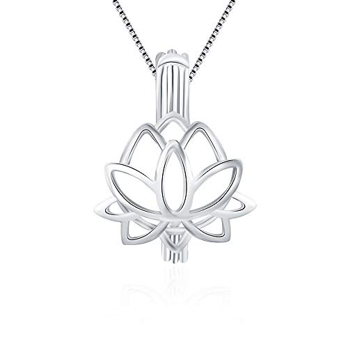 LGSY Lotus Cage Pendants for Pearl Jewelry Making Sterling Silver, Design Pearl Cage Pendants for Adorable Gift