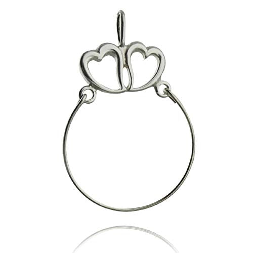 Wholesale Charms Two Hearts Charm Holder Pendant - 925 Sterling Silver - Add Charms Display Gift Cute Jewelry Charm (ss411)