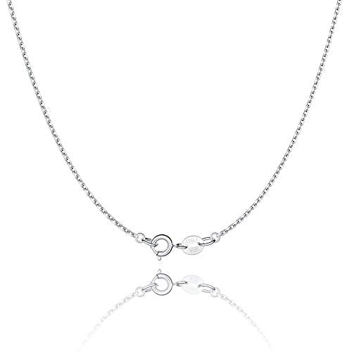 Jewlpire 925 Sterling Silver Chain Necklace Chain for Women Girls 1.1mm Cable Chain Necklace Upgraded Spring-Ring Clasp - Thin & Sturdy - Italian Quality 20 Inch